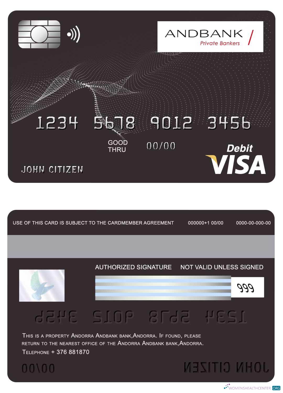 Download Andorra Andbank bank visa card Photoshop template